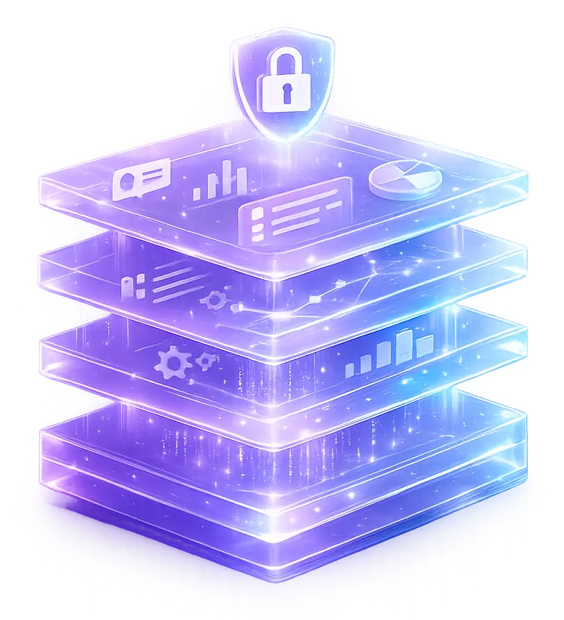 Illustrated secure data layers showing customer data ownership